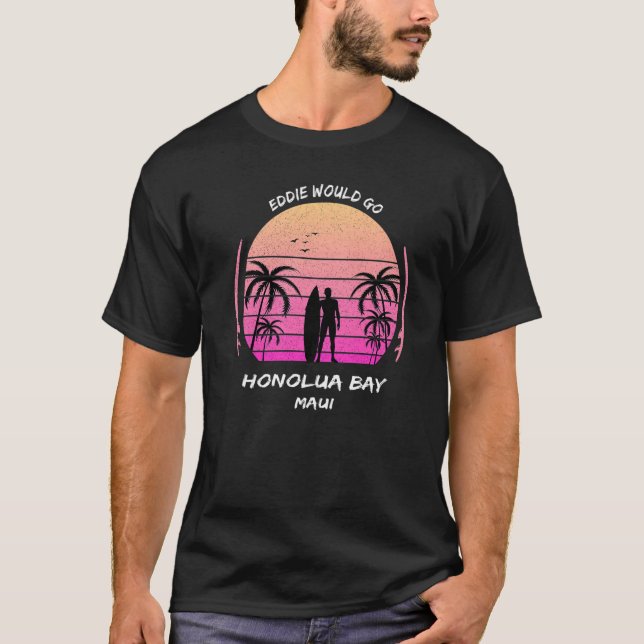 T-shirt Maui Honolua Bay Waves Surfing Palms Ocean Aloha H (Devant)