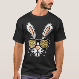 T-shirt Mauvais lapin de Pâques portant des lunettes léopa