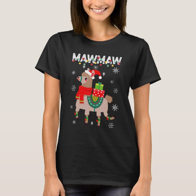 T-shirt Mawmaw  Christmas Llama Lights Matching Family (Devant)