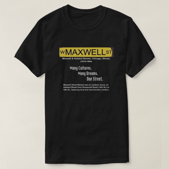 T-shirt Maxwell Street Market, Chicago, Illinois (Design devant)