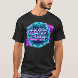 T-shirt "May Day" Synthwave Néon Graphique Hommes Années 8