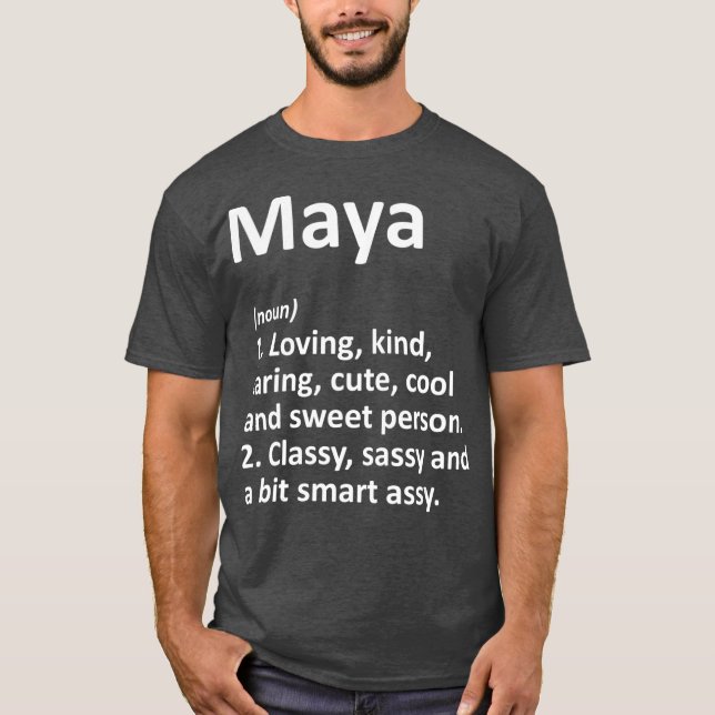 T-shirt MAYA Définition Nom personnalisé Amusant Anniversa (Devant)