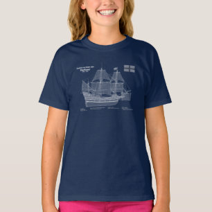 T-shirt Mayflower - Plan directeur des navires ABD