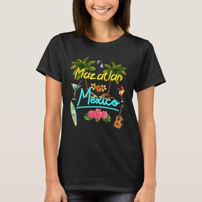 T-shirt Mazatlan Mexico Beach Summer Palm Surf Sun Set Pal (Devant)