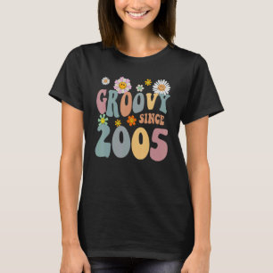 T-shirt Mb Super depuis 2005 Retro Hippie Flower 17th Birt