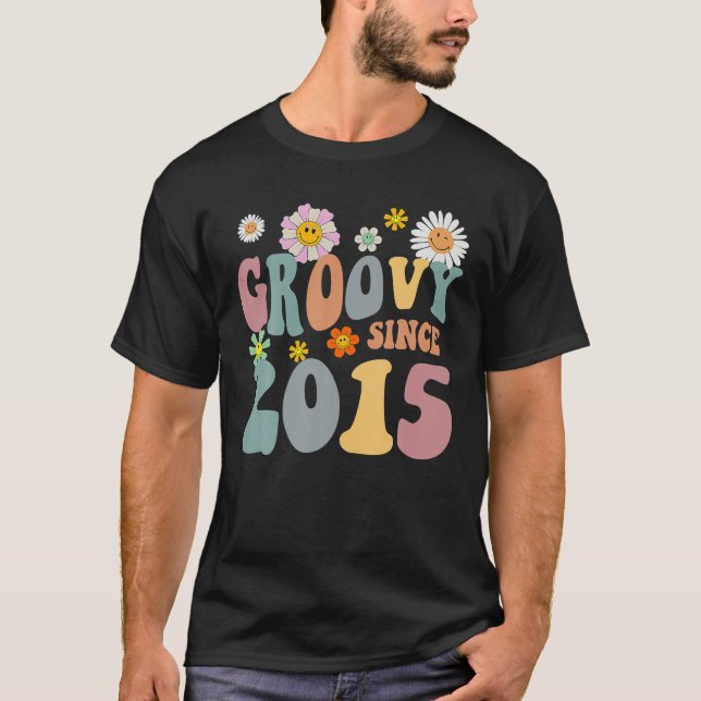T-shirt Mb Super Depuis 2015 Fleur Hippie Rétro 7E Naissan (Devant)
