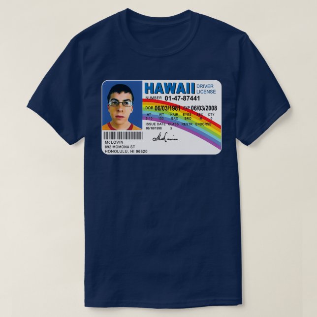 T-shirt Mclovin Superbad Id Pilote Cadeaux Drôle Driv (Design devant)