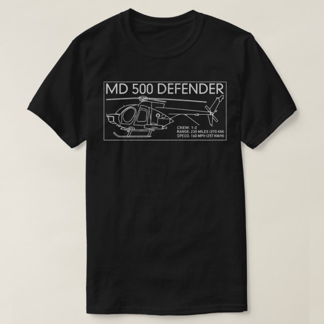 T-shirt MD 500 Défenseur - Plan directeur pour hélicoptère (Design devant)