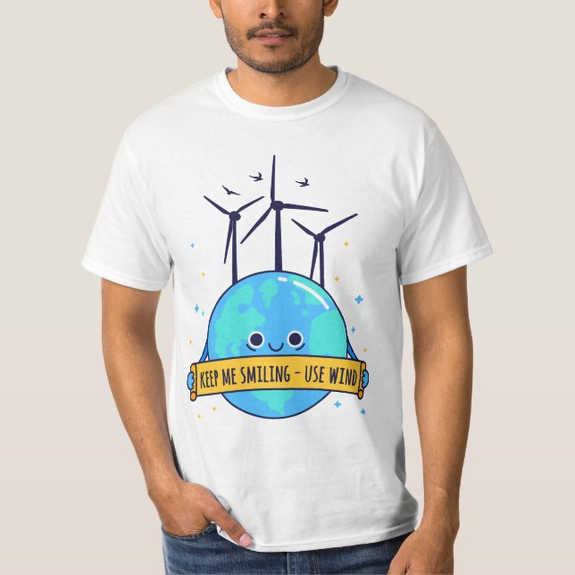 T-shirt Me garder souriant - Utiliser l'énergie éolienne (Devant)