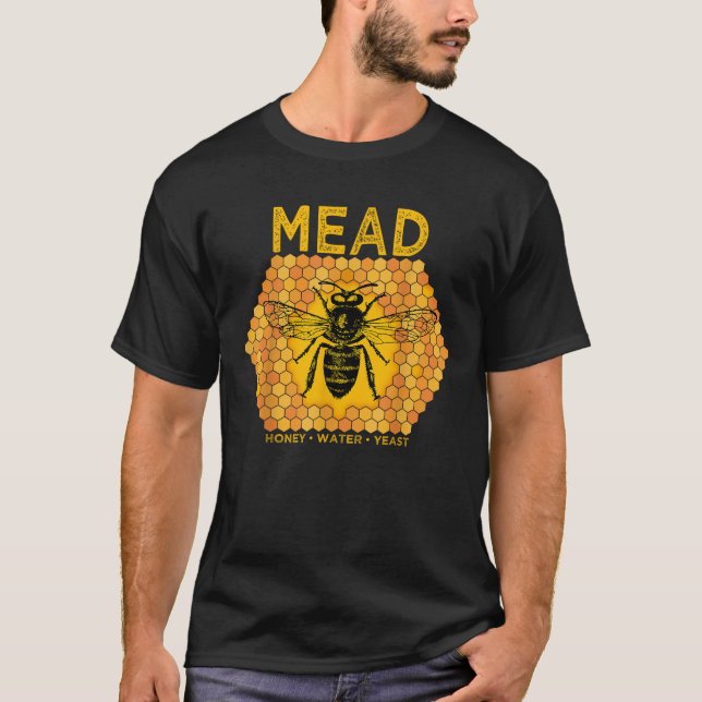 T-shirt Mead by Honey Bees Meadmaking Home breing Retro D (Devant)