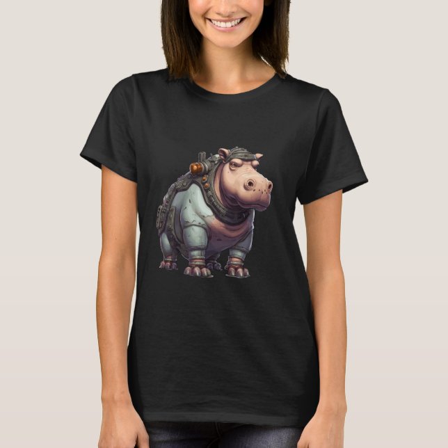 T-shirt Méca Futuriste Hippo Steampunk Robot Hippopotamu (Devant)