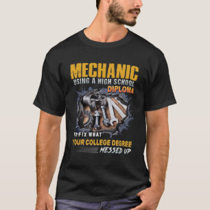 T-shirt Mécanicien À L'Aide D'Un Diplôme D'Études Secondai