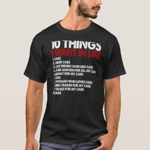T-shirt Mécanicien Auto Mec Auto  10 choses que je veux da