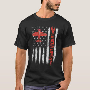 T-shirt Mécanicien d'aéronef Drapeau américain Aviation Av