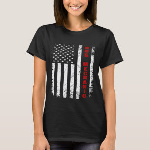 T-shirt Mécanicien de bus Drapeau américain