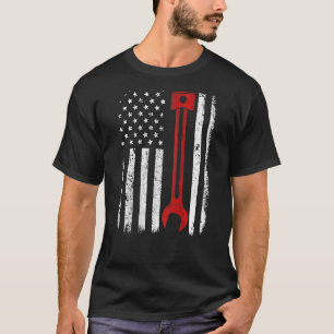 T-shirt Mécanicien de garage Drapeau américain Clé à douil