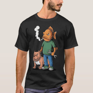 T-shirt Mécanicien de poisson en colère & Pitbull - Anthro