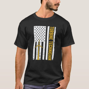T-shirt Mécanicien éolienne garage Tech éolienne Drapeau a