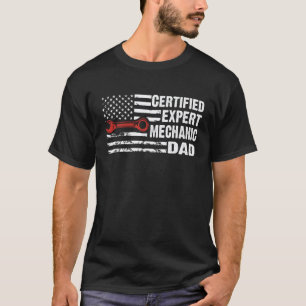 T-shirt Mécanicien Expert Certifié Papa Drapeau Américain 