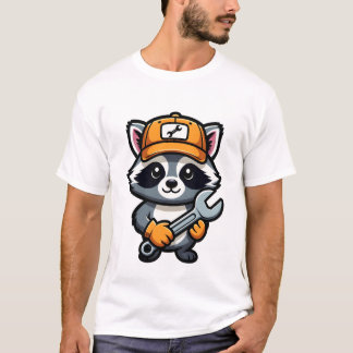 T-shirt Mécanicien Raton Laveur avec Casquette Orange