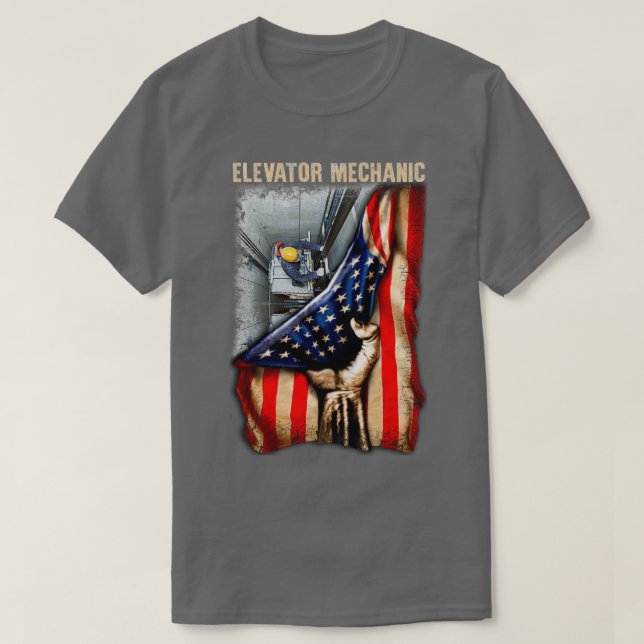 T-shirt Mécanique d'ascenseur américain glorieux (Design devant)