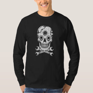 T-shirt Mécanique de la voiture à tête de flèche de crâne 