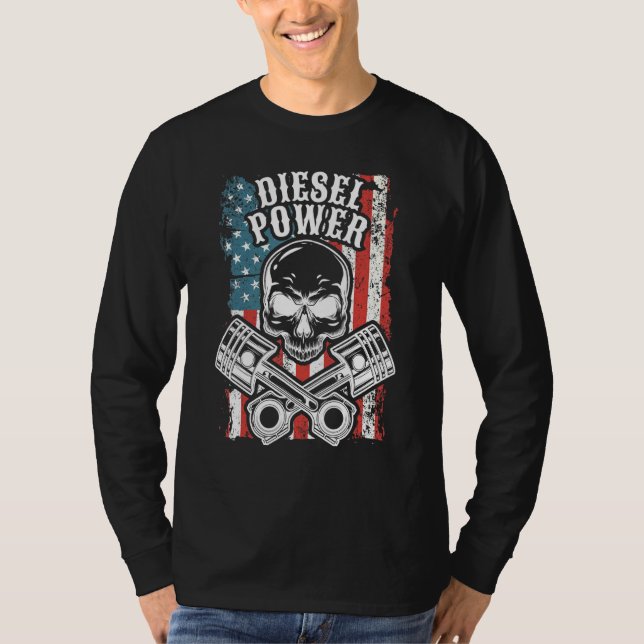 T-shirt Mécanique Drapeau Usa Puissance diesel (Devant)