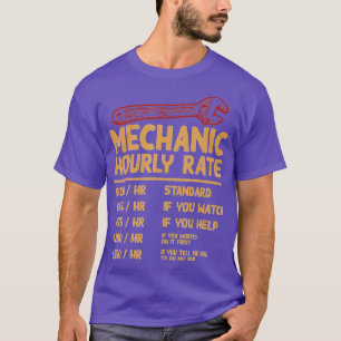 T-shirt Mécanique Taux Horaire Funny Car Motorcycle Travai