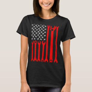 T-shirt Mécanique US Flag Plane Réparation d'aéronefs Méca