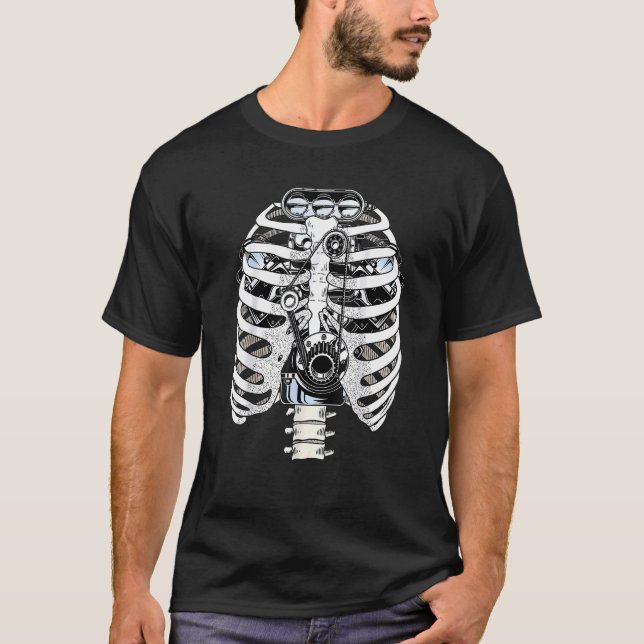 T-shirt Mechanic Car Engineer Skeleton Mechanics (Devant)