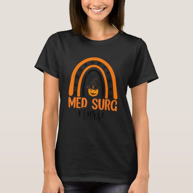 T-shirt Med Surg Nurse Éffrayant Halloween Citrouille Rain (Devant)