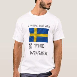 T-shirt Médaille-Drapeau-Suédois-Ondulant-Fierté-Nationale