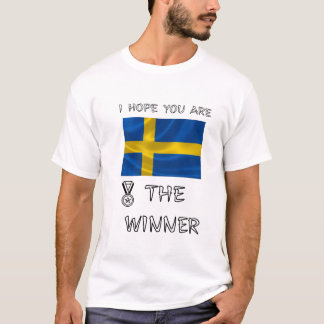 T-shirt Médaille-Drapeau-Suédois-Ondulant-Fierté-Nationale