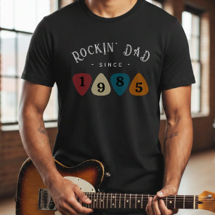 T-shirt Médaille Guitare Papa Rockeur Rétro Fête des Pères