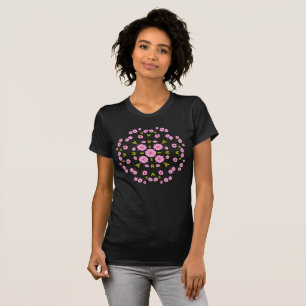 T-shirt Médaillon rose Fleur de cerisier Fleur Main T-