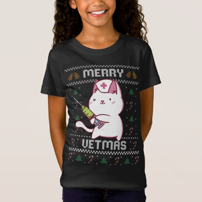T-Shirt Médecine vétérinaire Cute chat Vet Vilain Noël Vil (Devant)