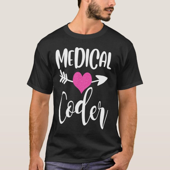 T-shirt medical coder job work billing coding woman heart (Devant)