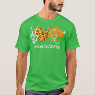 T-shirt Médicale Peace Love Skeleton Automne Citrouille Le