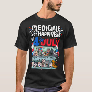 T-shirt Médicament Pour Bonheur Au 4 Juillet Troupeau de C