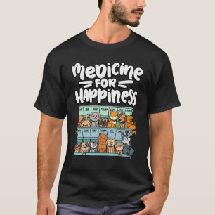 T-shirt médicament pour le bonheur boîte de pilule animaux