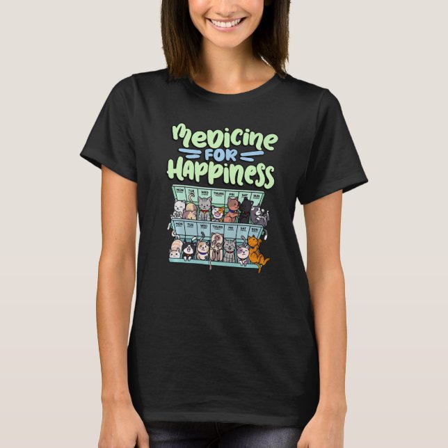 T-shirt médicament pour le bonheur boîte de pilule animaux (Devant)