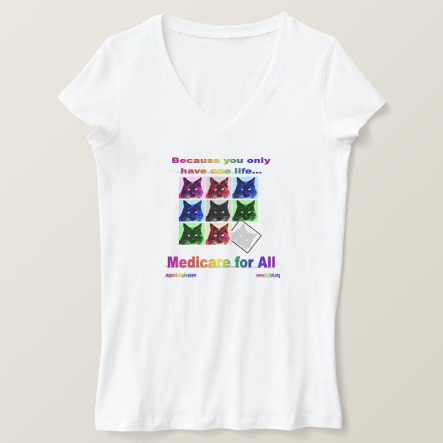 T-shirt "Medicare for All" Tee féminin à col V (Design devant)