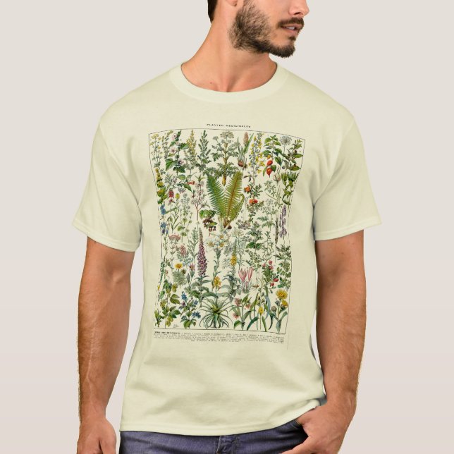 T-shirt Medicinal Plants & Flowers by Adolphe Millot (Devant)