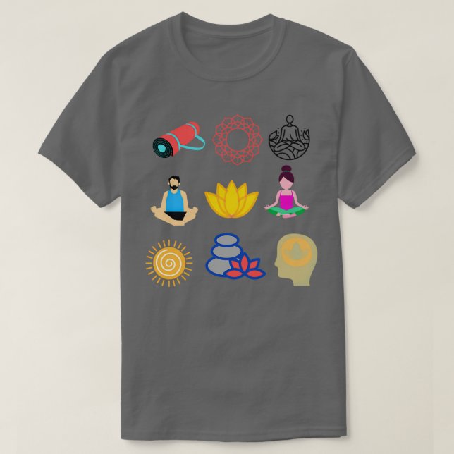T-shirt Méditation autocollants de yoga (Design devant)