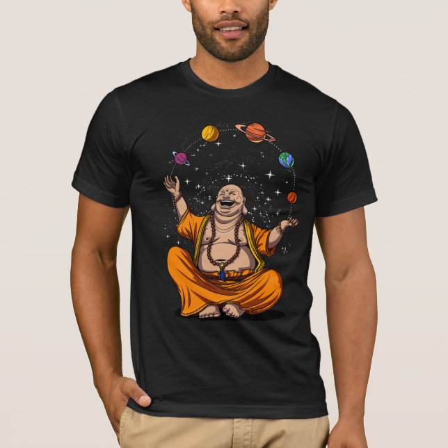 T-shirt Méditation de jonglerie de planètes de l'espace de (Devant)