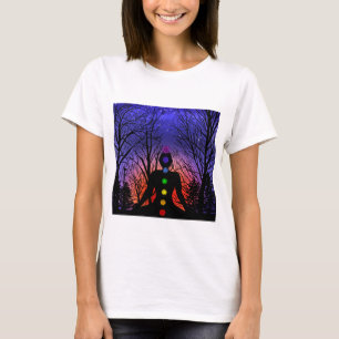 T-shirt Méditation et arbres sur une nuit étoilée coucher 