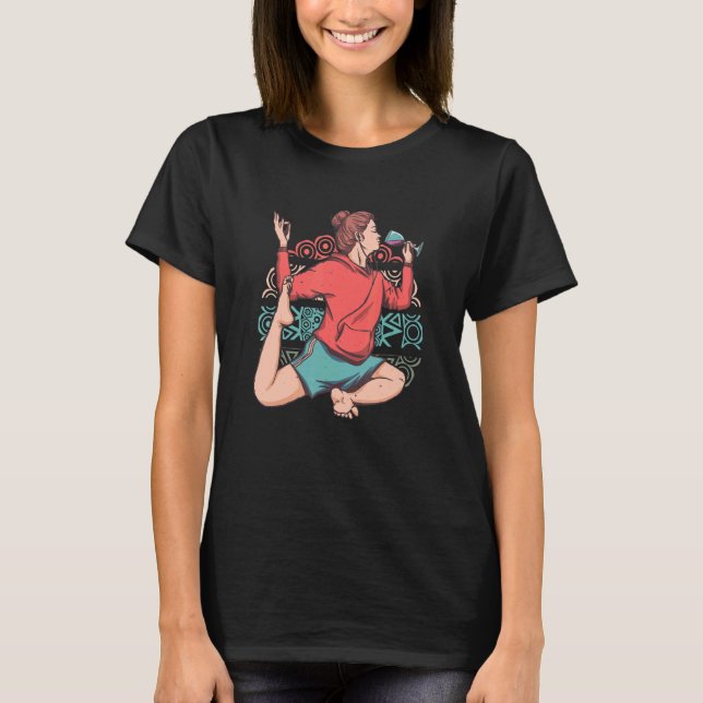 T-shirt Méditation zen Yoga Eka Pada Rajakapotasana Vin O (Devant)