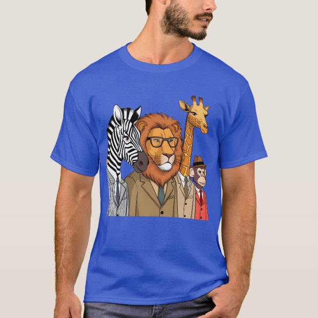 T-shirt medium shot of a funny cartoon animals retro (Devant)