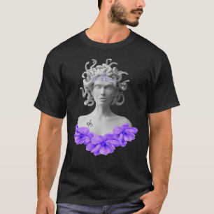 T-shirt Medusa Gorgon Mythologie grecque Purple Floral 