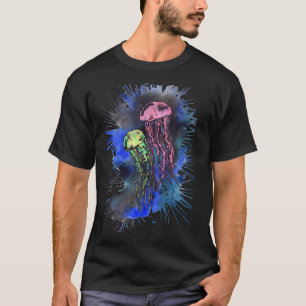 T-shirt Méduse abstraite néon